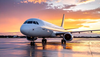Jet at sunset over tarmac