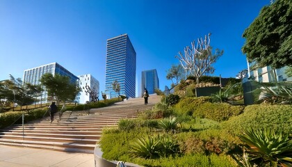 Golden Hour in Walkable Downtown Culver City Street Scene
