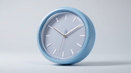 A stylish blue clock showcasing modern design and simplicity.
