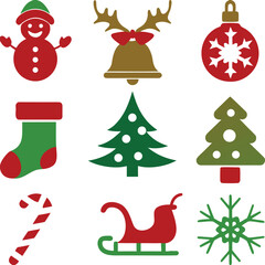 Colorful Christmas Decoration Set – 9 Elements