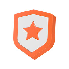  3D shield with star review rendering gold color