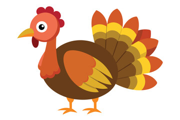Cartoon Turkey Illustration Cheerful Thanksgiving Bird with Colorful Feathers and Playful Design for Holiday Greetings