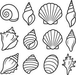 A vibrant vector seamless pattern of diverse sea shells and snails, perfect for beach-themed nature design illustrations