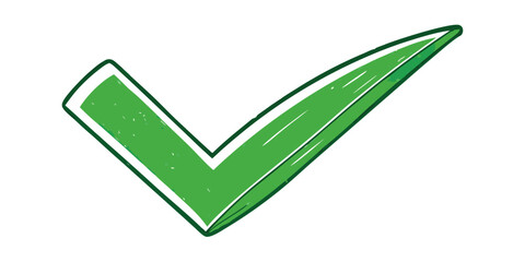 Green check mark symbol with a hand drawn style