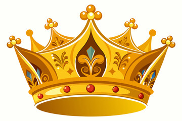 Ornate golden crown with red jewels and decorative elements