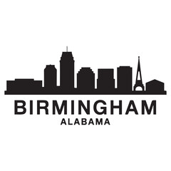 Obraz premium Birmingham skyline horizontal banner. Birmingham, Alabama. Vector template for your design. Vector black silhouette. with white background