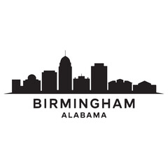 Naklejka premium Birmingham skyline horizontal banner. Birmingham, Alabama. Vector template for your design. Vector black silhouette. with white background