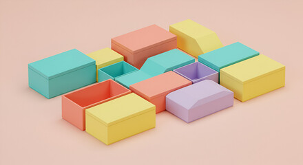 Obraz premium Abstract arrangement of colorful boxes