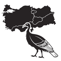 Turkey Bird Stands Proudly in Front of the Map of Turkey