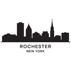 Fototapeta premium Rochester skyline horizontal banner. Rochester, New York. Vector template for your design. Vector black silhouette. with white background
