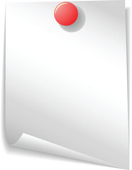 blank white paper with push pin on white background vector design 