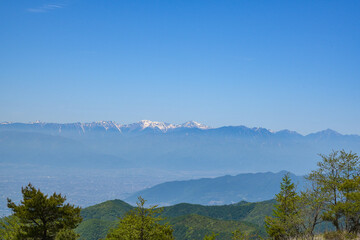 大蔵高丸への稜線から見る白根三山と鳳凰三山