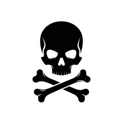 Black skull and crossbones symbol isolated on white background