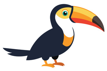 Vibrant Toucan with Bold Colors A Cheerful Tropical Bird Illustration, Featuring Striking Yellow, Orange, and Black Plumage