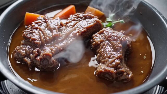 Rich Oxtail Soup Closeup Loop Video