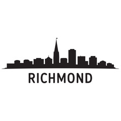 Obraz premium Richmond skyline silhouette. Black Richmond city. Vector black silhouette. with white background