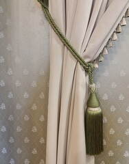white silk curtain, interior decor elements, curtain decoration, portiere
