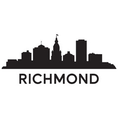 Fototapeta premium Richmond skyline silhouette. Black Richmond city. Vector black silhouette. with white background