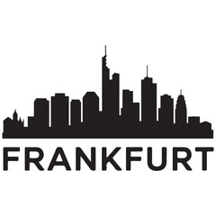 Naklejka premium Frankfurt skyline silhouette. Black Frankfurt city. Vector black silhouette. with white background