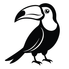 Monochrome Toucan Illustration Detailed Black and White Bird Graphic with Distinctive Beak and Simple, Striking Design © Bablu