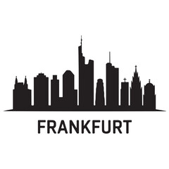 Fototapeta premium Frankfurt skyline silhouette. Black Frankfurt city. Vector black silhouette. with white background