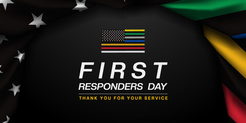 National First Responders Day. First responders flag. Great for posters, banners and social media. Black background.