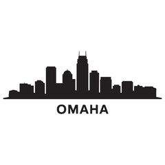 Fototapeta premium Omaha skyline horizontal banner. Omaha, Nebraska. Vector template for your design. Vector black silhouette. with white background