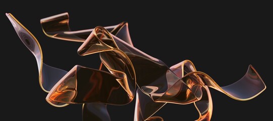 Translucent strips on dark background abstract 3D computer generated image