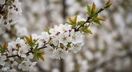 Obraz premium 春の柔らかな光浴びる白梅 優雅に咲く花びら 春の息吹感じさせる. AI Generated