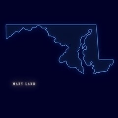 United States Mary Land Abstract Futuristic Neon Map
