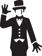 Mime artist performing silent comedy show silhouette
