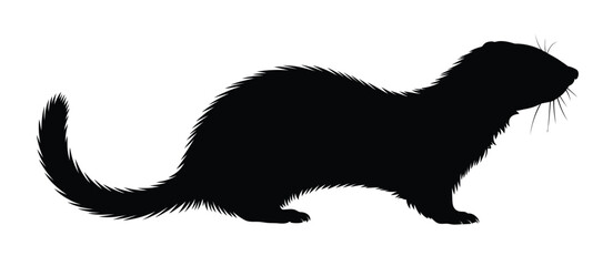 Silhouette of a playful ferret with a textured brush stroke effect
