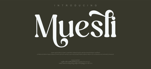 Muesli modern stylish calligraphy capital alphabet letter logo design