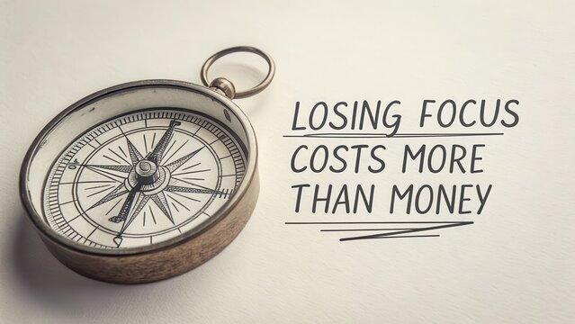 Losing Focus Costs More Than Money Inspirational Concept Compass
