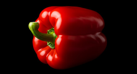 red bell pepper isolated on black