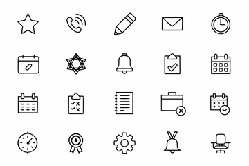 Fototapeta premium A versatile bundle visualizing task planning, completion, and productivity flow in sleek single-line illustrations. Great for corporate training, personal development, and app design