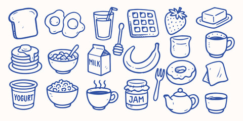 Hand drawn  Breakfast for  sticker or notebook illustration