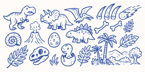 Hand drawn Dinosaurs  for sticker or notebook illustration © Dian