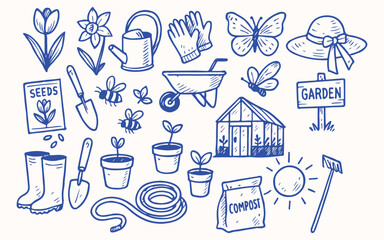 Hand drawn Spring Garden  for sticker or notebook illustration