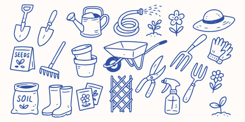 Hand drawn Gardening  for sticker or notebook illustration