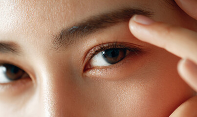 Fototapeta premium Close-Up of Eye Cream Application – Korean Skincare and Beauty Routine