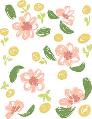 seamless pattern with flowers and leaves