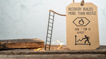 Recovery Builds More Than Hustle Inspirational Message with Ladder