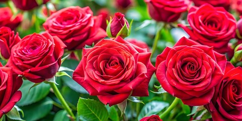 Obraz premium Bunch of red roses are in a vase