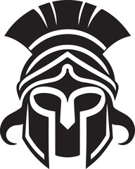 Ancient Greek Warrior Helmet Vector – Black and White Illustration