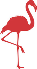 Elegant Red Flamingo Silhouette Standing on One Leg Against a Clean White Background