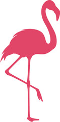Elegant Pink Flamingo Silhouette Standing on One Leg Against a Clean White Background