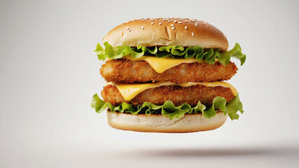 double petty with layered cheese burger falling down.ai 