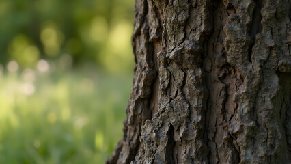 Obraz premium Old oak tree bark texture. Rough textured oak tree description. Close-up of oak tree bark. Nature's details in oak tree wood.