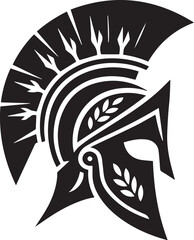 Ancient Greek Warrior Helmet Vector – Black and White Illustration